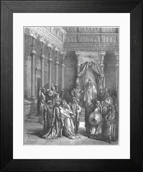 Framed Print : Esther in the presence of Ahasuerus, 1866. Artist: Gustave Dore Framed Print : Esther in the presence of Ahasuerus, 1866. Artist: Gustave Dore