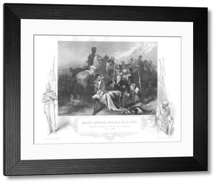 Framed Print : Major-General Robert Henry Sale mortally wounded at Moodkee (Mudkhi), 1845 Framed Print : Major-General Robert Henry Sale mortally wounded at Moodkee (Mudkhi), 1845