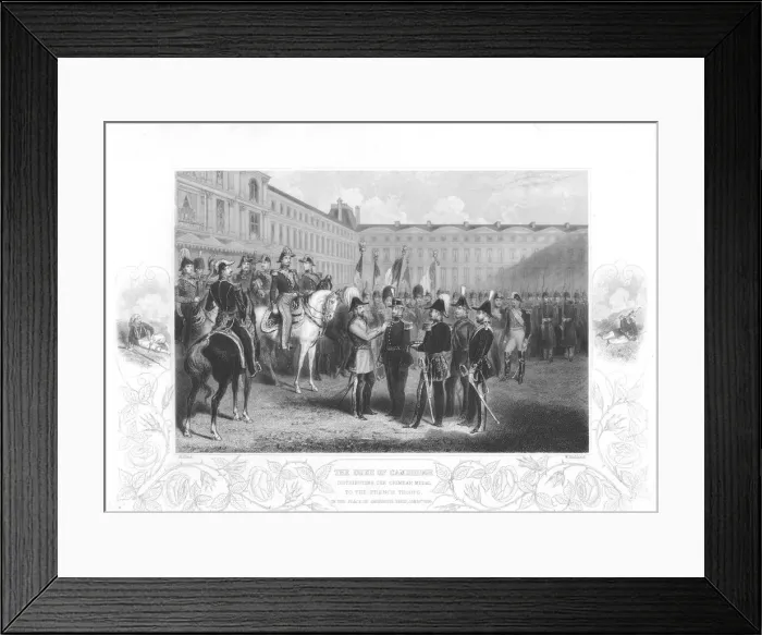 Framed Print : The Duke of Cambridge presenting the Crimean Medal to French soldiers, 1856 Framed Print : The Duke of Cambridge presenting the Crimean Medal to French soldiers, 1856