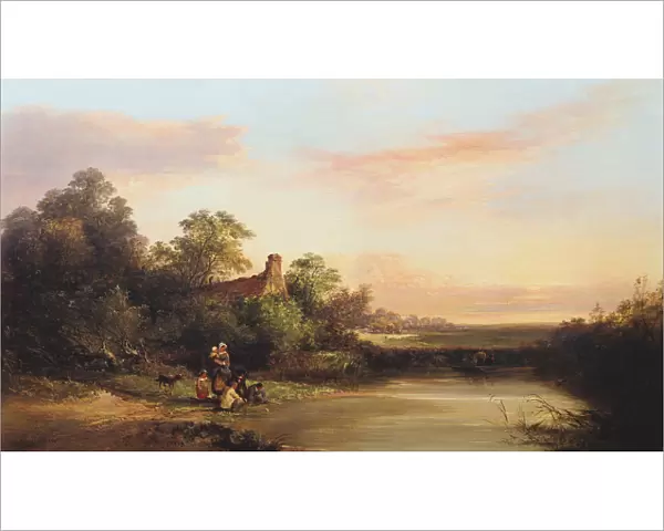 English Landscape with Cottage and Stream, 1860. Artist: Edward Charles Williams