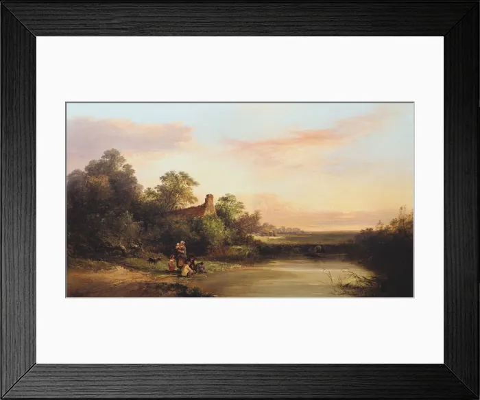 Framed Print : English Landscape with Cottage and Stream, 1860. Artist: Edward Charles Williams Framed Print : English Landscape with Cottage and Stream, 1860. Artist: Edward Charles Williams