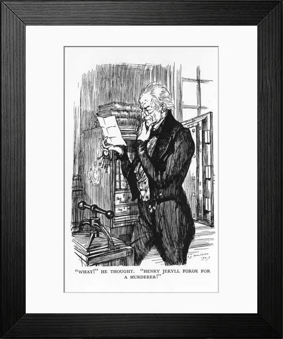 Framed Print : Scene from The Strange Case of Dr Jekyll and Mr Hyde by Robert Louis Stevenson, 1927. Artist: Edmund Joseph Sullivan Framed Print : Scene from The Strange Case of Dr Jekyll and Mr Hyde by Robert Louis Stevenson, 1927. Artist: Edmund Joseph Sullivan