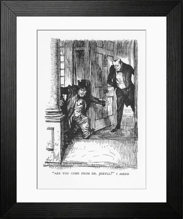 Framed Print : Scene from The Strange Case of Dr Jekyll and Mr Hyde by Robert Louis Stevenson, 1927. Artist: Edmund Joseph Sullivan Framed Print : Scene from The Strange Case of Dr Jekyll and Mr Hyde by Robert Louis Stevenson, 1927. Artist: Edmund Joseph Sullivan