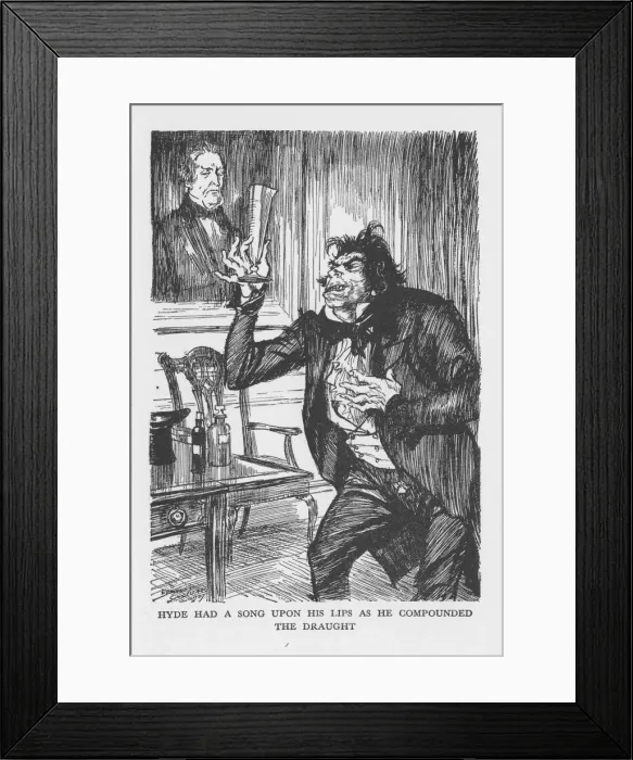 Framed Print : Scene from The Strange Case of Dr Jekyll and Mr Hyde by Robert Louis Stevenson, 1927. Artist: Edmund Joseph Sullivan Framed Print : Scene from The Strange Case of Dr Jekyll and Mr Hyde by Robert Louis Stevenson, 1927. Artist: Edmund Joseph Sullivan