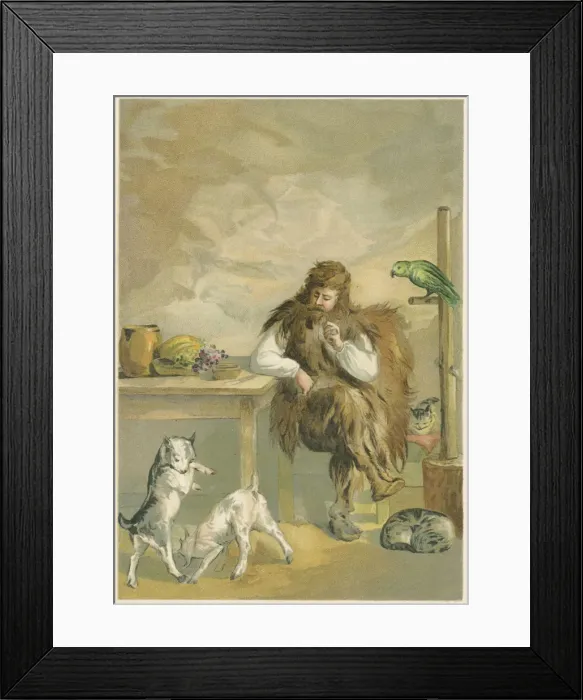 Framed Print : Scene from Robinson Crusoe by Daniel Defoe, 1892. Artist: John Dawson Watson Framed Print : Scene from Robinson Crusoe by Daniel Defoe, 1892. Artist: John Dawson Watson