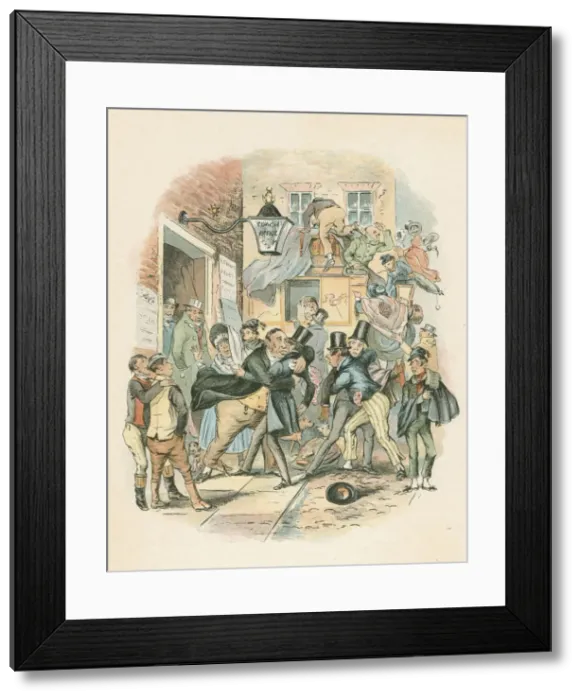Framed Print : Scene from Nicholas Nickelby by Charles Dickens, 1838-1839. Artist: Hablot Knight Browne Framed Print : Scene from Nicholas Nickelby by Charles Dickens, 1838-1839. Artist: Hablot Knight Browne