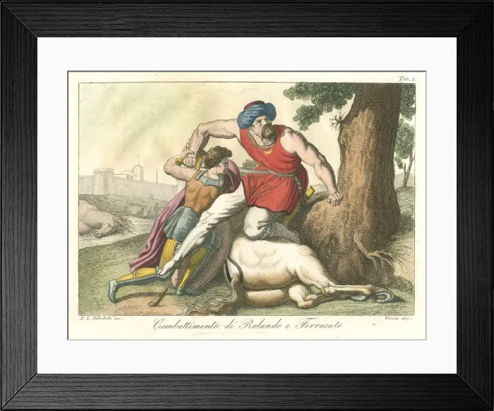 Framed Print : Combat between Roland and Ferragus, c1820. Artist: Antonio Verico Framed Print : Combat between Roland and Ferragus, c1820. Artist: Antonio Verico