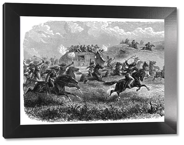 Mail coach attacked by Native American Indians, 1867
