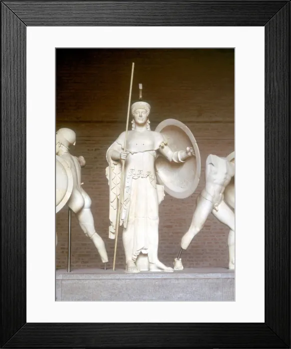 Framed Print : Athena from part of the West Pediment of the Temple of Aphaia, Aegina, Greece, c500 - 480 BC Framed Print : Athena from part of the West Pediment of the Temple of Aphaia, Aegina, Greece, c500 - 480 BC