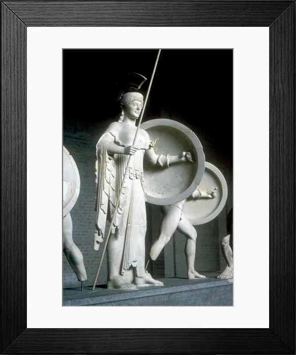 Framed Print : Athena from part of the West Pediment of the Temple of Aphaia, Aegina, Greece, c500-480 BC Framed Print : Athena from part of the West Pediment of the Temple of Aphaia, Aegina, Greece, c500-480 BC