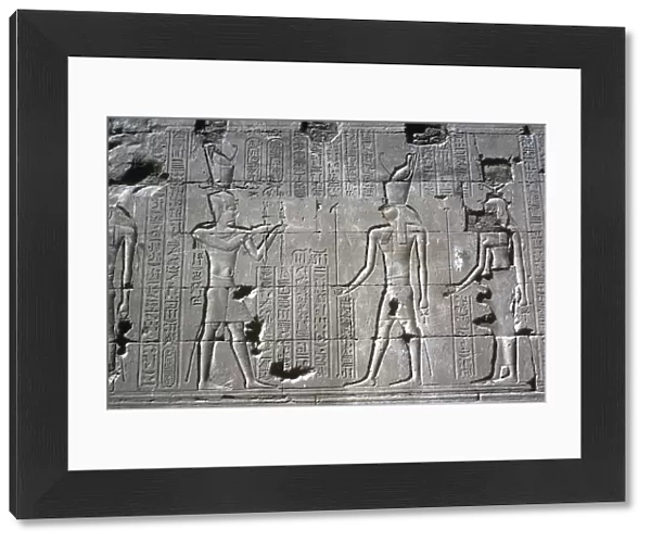 Relief of the Pharaoh before Horus, Temple of Horus, Edfu, Egypt, Ptolemaic Period, c251 BC-c246 BC