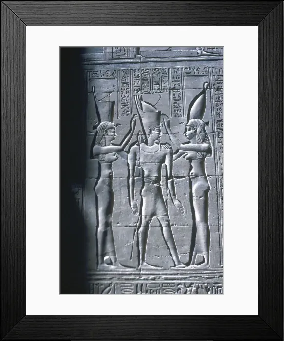 Framed Print : Relief of the Pharaoh between two goddesses, Temple of Horus, Edfu, Egypt, c251BC-c246BC Framed Print : Relief of the Pharaoh between two goddesses, Temple of Horus, Edfu, Egypt, c251BC-c246BC