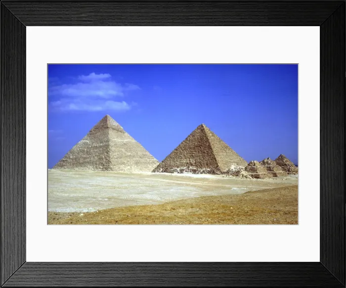 Framed Print : Pyramids of Khafre, Mycerinus & three pyramids of his Queens, 4th Dynasty, Giza, c2600-c2500 BC Framed Print : Pyramids of Khafre, Mycerinus & three pyramids of his Queens, 4th Dynasty, Giza, c2600-c2500 BC
