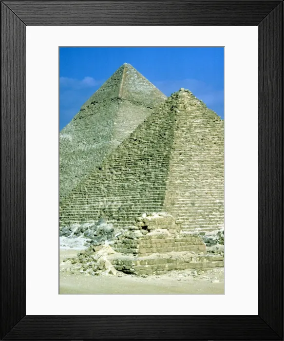 Framed Print : Pyramids of Khafre on left and of Mycerinus on right, Giza, Egypt, c26th century BC Framed Print : Pyramids of Khafre on left and of Mycerinus on right, Giza, Egypt, c26th century BC