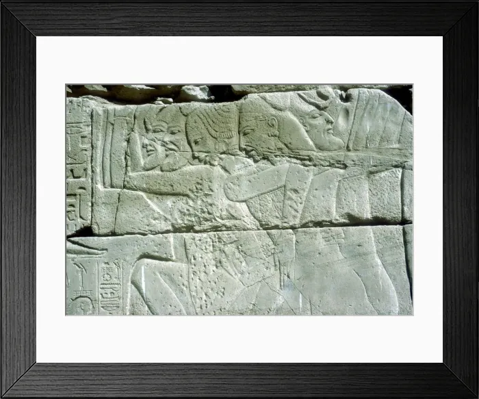 Framed Print : Relief depicting captives of war, Temple of Amun, Karnak, Egypt Framed Print : Relief depicting captives of war, Temple of Amun, Karnak, Egypt