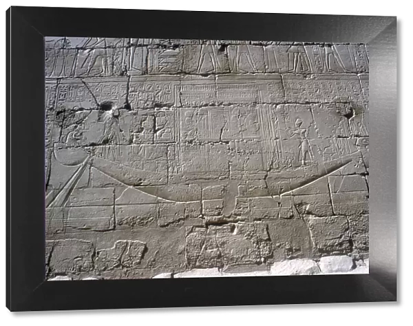 Relief showing the Solar Boat in the annual procesion, Temple of Amun, Karnak, 14th-13th century BC