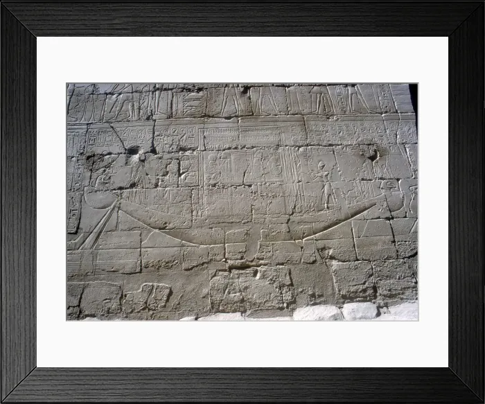 Framed Print : Relief showing the Solar Boat in the annual procesion, Temple of Amun, Karnak, 14th-13th century BC Framed Print : Relief showing the Solar Boat in the annual procesion, Temple of Amun, Karnak, 14th-13th century BC