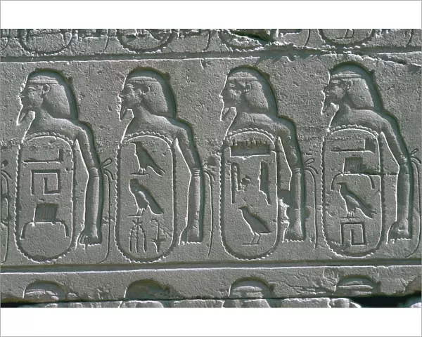 Reliefs showing cartouches of names of captive Near Eastern cities, Temple of Amun, Karnak, Egypt