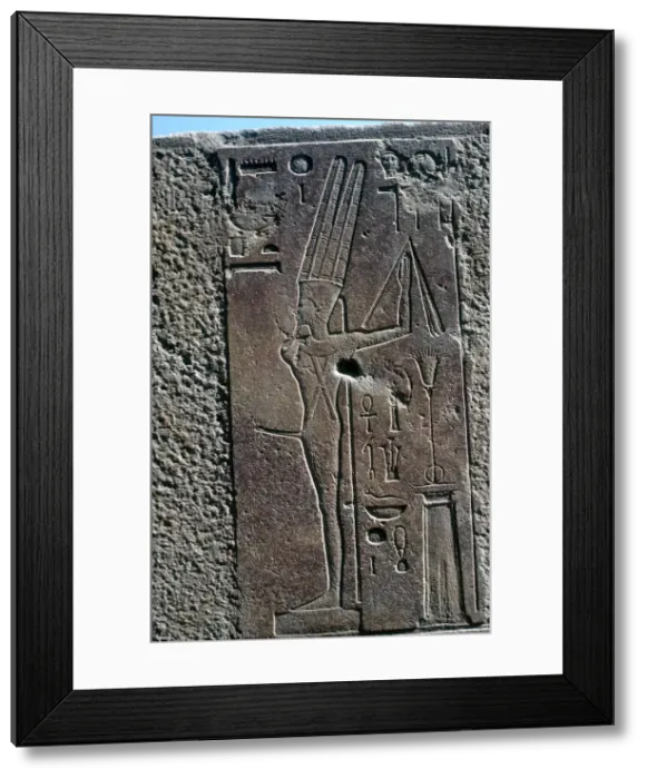 Framed Print : Relief showing the fertility god Min, Temple of Amun, Karnak, Egypt Framed Print : Relief showing the fertility god Min, Temple of Amun, Karnak, Egypt