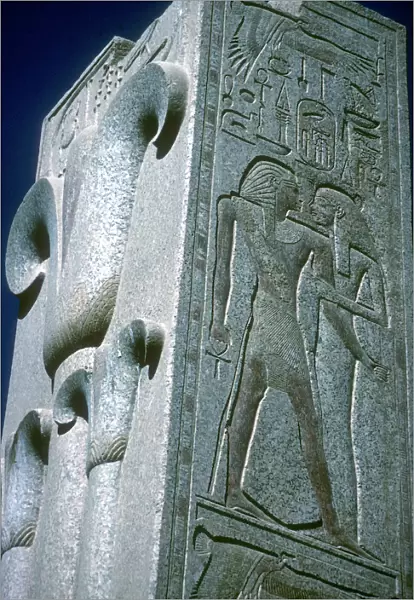 Pillar with Papyrus motif (symbol of Lower Egypt), Temple of Amun, Karnak, Egypt