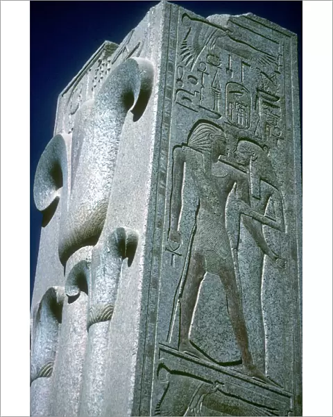 Pillar with Papyrus motif (symbol of Lower Egypt), Temple of Amun, Karnak, Egypt
