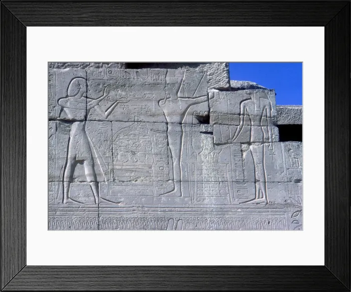 Framed Print : Relief showing Rameses II before Min, The Ramesseum, Temple of Rameses II, Luxor, Egypt, c1250 BC Framed Print : Relief showing Rameses II before Min, The Ramesseum, Temple of Rameses II, Luxor, Egypt, c1250 BC