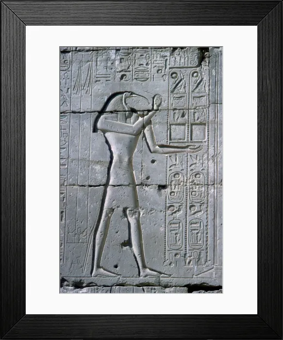 Framed Print : Relief showing Thoth, The Ramesseum, Temple of Rameses II, Luxor, Egypt, c1300 BC Framed Print : Relief showing Thoth, The Ramesseum, Temple of Rameses II, Luxor, Egypt, c1300 BC