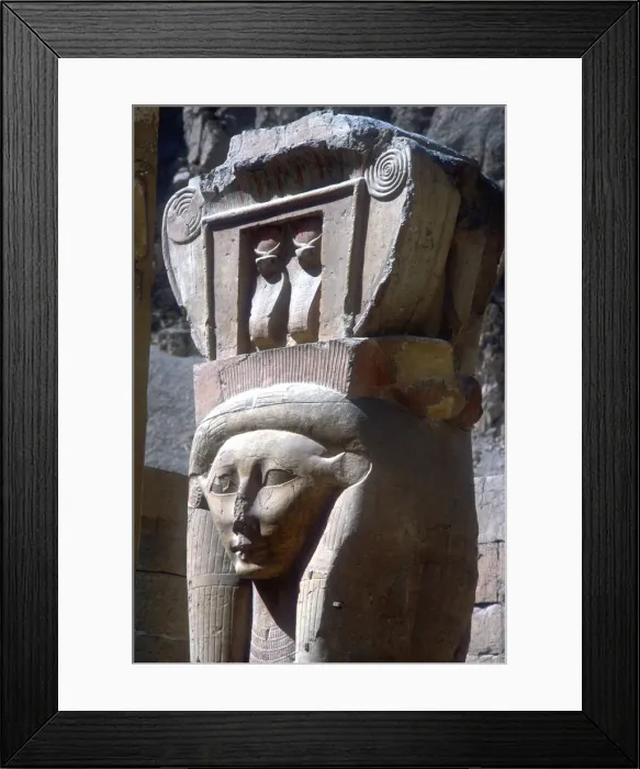 Framed Print : Close-up of Hathor headed capitals, Temple of Hatshepsut, Luxor, Egypt, c15th centuryBC Framed Print : Close-up of Hathor headed capitals, Temple of Hatshepsut, Luxor, Egypt, c15th centuryBC