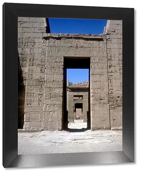 View through the Pylons, Mortuary Temple of Rameses III, Medinat Habu, Luxor, c12th century BC