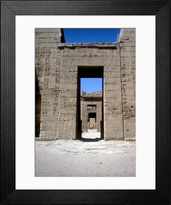 Framed Print : View through the Pylons, Mortuary Temple of Rameses III, Medinat Habu, Luxor, c12th century BC Framed Print : View through the Pylons, Mortuary Temple of Rameses III, Medinat Habu, Luxor, c12th century BC