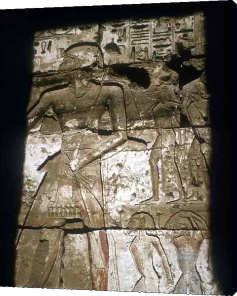 Relief of Ramesses III leading captives, Temple of Rameses III, Medinat Habu, Egypt, c12 centuryBC