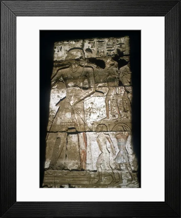 Framed Print : Relief of Ramesses III leading captives, Temple of Rameses III, Medinat Habu, Egypt, c12 centuryBC Framed Print : Relief of Ramesses III leading captives, Temple of Rameses III, Medinat Habu, Egypt, c12 centuryBC