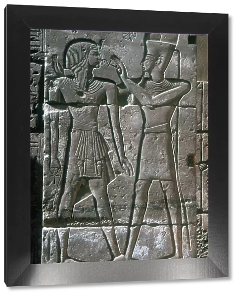 Relief of Rameses III receiving blessing of Amon-Ra, Mortuary Temple, Medinet Habu, 12th centuryBC