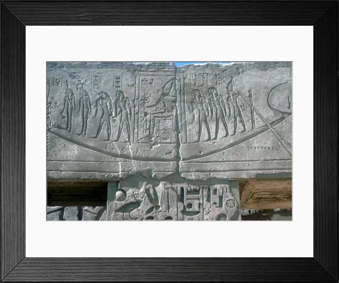 Framed Print : Relief of solar boat carrying Ra, Mortuary Temple, Medinat Habu, Luxor, Egypt, c12th century BC Framed Print : Relief of solar boat carrying Ra, Mortuary Temple, Medinat Habu, Luxor, Egypt, c12th century BC