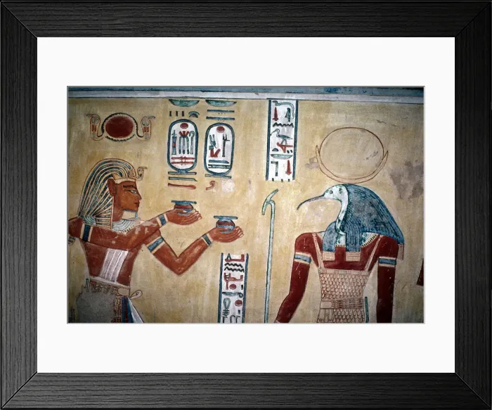 Framed Print : Wallpainting of Rameses III before Thoth, Valley of the Queens, Luxor, Egypt, c12th century BC Framed Print : Wallpainting of Rameses III before Thoth, Valley of the Queens, Luxor, Egypt, c12th century BC
