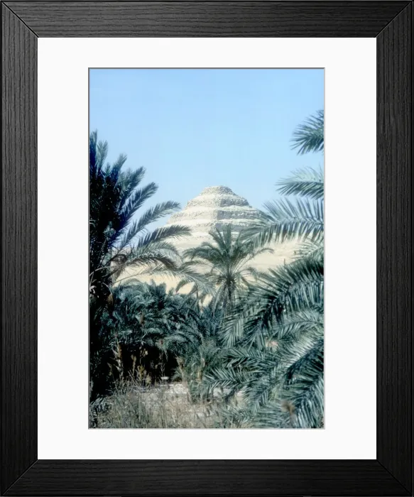 Framed Print : Step Pyramid (behind palms) of King Djoser, Saqqara, Egypt, 3rd Dynasty, c2600 BC. Artist: Imhotep Framed Print : Step Pyramid (behind palms) of King Djoser, Saqqara, Egypt, 3rd Dynasty, c2600 BC. Artist: Imhotep