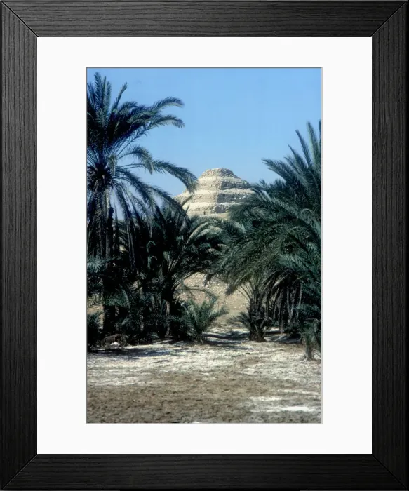 Framed Print : Step Pyramid (behind palms) of King Djoser (Zozer), Saqqara, Egypt, 3rd Dynasty, c2600 BC. Artist: Imhotep Framed Print : Step Pyramid (behind palms) of King Djoser (Zozer), Saqqara, Egypt, 3rd Dynasty, c2600 BC. Artist: Imhotep