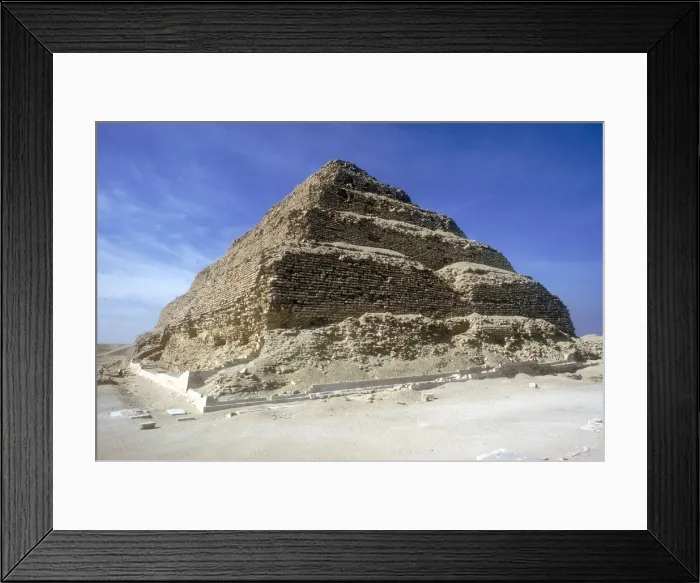 Framed Print : Looking up from the foot of Step Pyramid of King Djoser (Zozer), Saqqara, Egypt, c2600 BC. Artist: Imhotep Framed Print : Looking up from the foot of Step Pyramid of King Djoser (Zozer), Saqqara, Egypt, c2600 BC. Artist: Imhotep