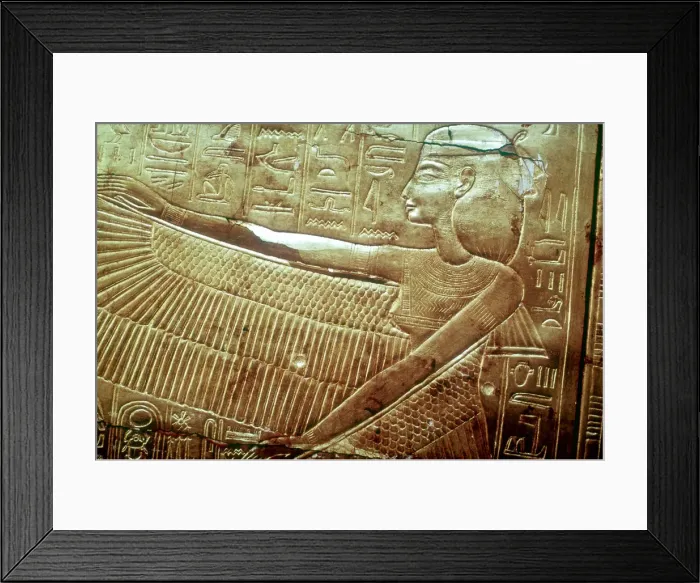 Framed Print : Protective goddess on the golden canopic shrine, Tomb of Tutankhamun, Cairo Framed Print : Protective goddess on the golden canopic shrine, Tomb of Tutankhamun, Cairo