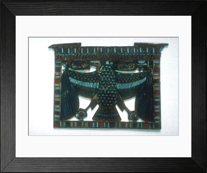 Framed Print : Pendant of the Vulture of Upper Egypt and two cartouches, Cairo, c14th century BC Framed Print : Pendant of the Vulture of Upper Egypt and two cartouches, Cairo, c14th century BC