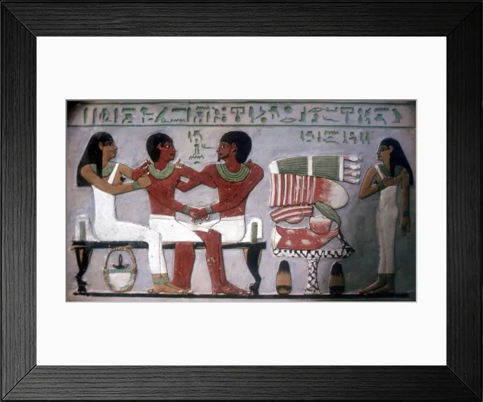 Framed Print : Relief of Imn-Hat seated with his wife & son in front of an offering, Thebes, c2050-c1786 BC Framed Print : Relief of Imn-Hat seated with his wife & son in front of an offering, Thebes, c2050-c1786 BC