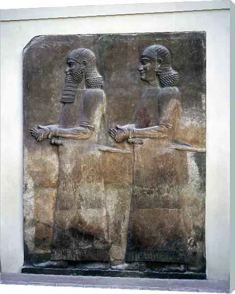 Assyrian relief of two servants, Palace of Sargon II, Khorsabad, c8th century BC