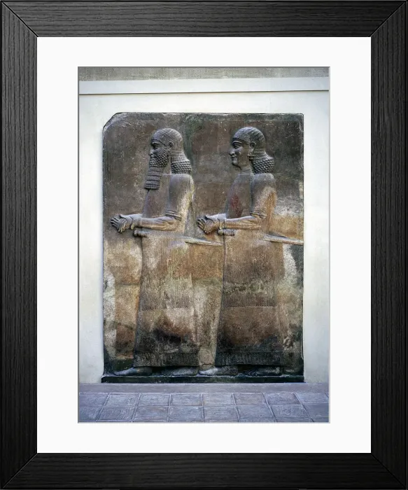 Framed Print : Assyrian relief of two servants, Palace of Sargon II, Khorsabad, c8th century BC Framed Print : Assyrian relief of two servants, Palace of Sargon II, Khorsabad, c8th century BC