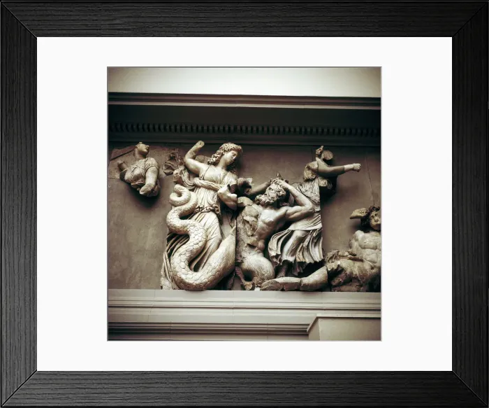 Framed Print : Detail of the North frieze of the Altar of Zeus from Pergamon, c180-c159 BC Framed Print : Detail of the North frieze of the Altar of Zeus from Pergamon, c180-c159 BC
