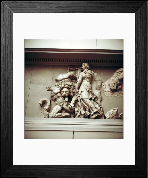 Framed Print : Detail of the North frieze of the Altar of Zeus from Pergamon, c180-c159 BC Framed Print : Detail of the North frieze of the Altar of Zeus from Pergamon, c180-c159 BC