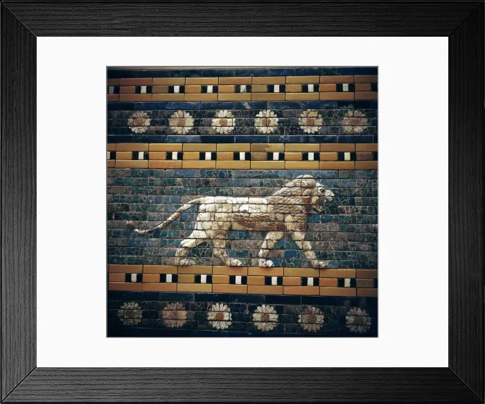 Framed Print : Brick relief of a lion on the walls of the Sacred Way leading to the Ishtar Gate, Babylon, c580 BC Framed Print : Brick relief of a lion on the walls of the Sacred Way leading to the Ishtar Gate, Babylon, c580 BC