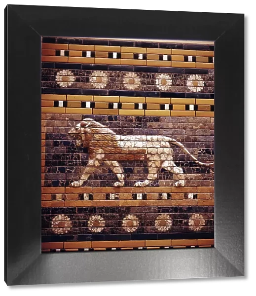 Brick relief of a lion on the walls of the Sacred Way leading to the Ishtar Gate, Babylon, c580 BC
