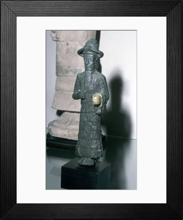 Framed Print : Bronze figurine of The God with the Golden Hand, early 2nd millenium BC Framed Print : Bronze figurine of The God with the Golden Hand, early 2nd millenium BC