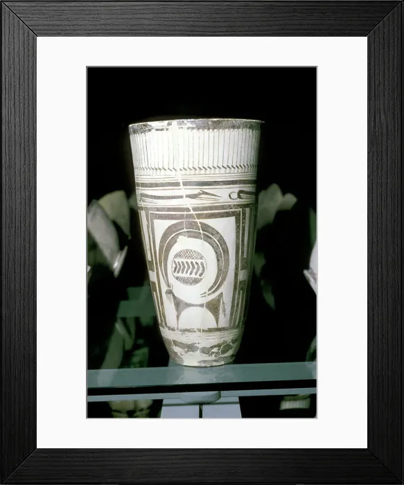Framed Print : Painted terracotta goblet with animal decoration, Susa, c4000 BC Framed Print : Painted terracotta goblet with animal decoration, Susa, c4000 BC