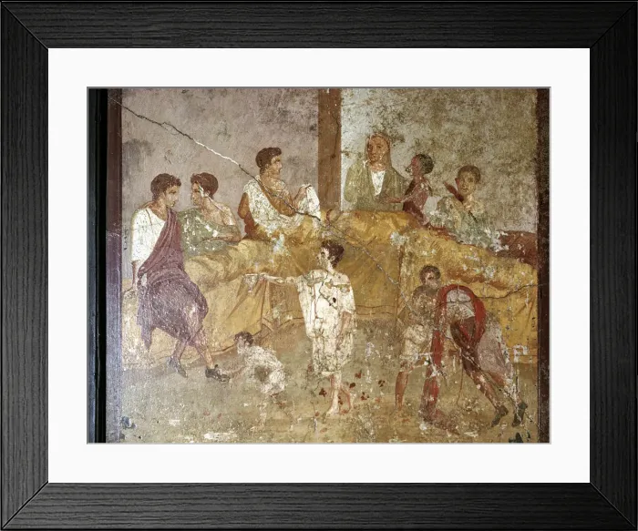 Framed Print : Roman wallpainting of a dinner-party, Pompeii, Italy Framed Print : Roman wallpainting of a dinner-party, Pompeii, Italy